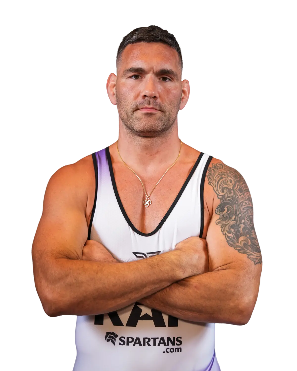 Upper-body portrait of Chris Weidman, RAF athlete.