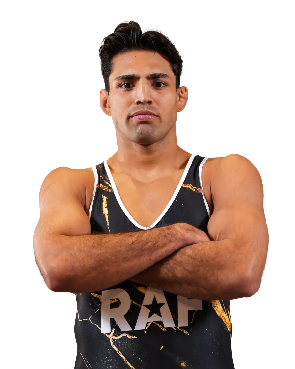 Upper-body portrait of Zahid Valencia, RAF athlete.
