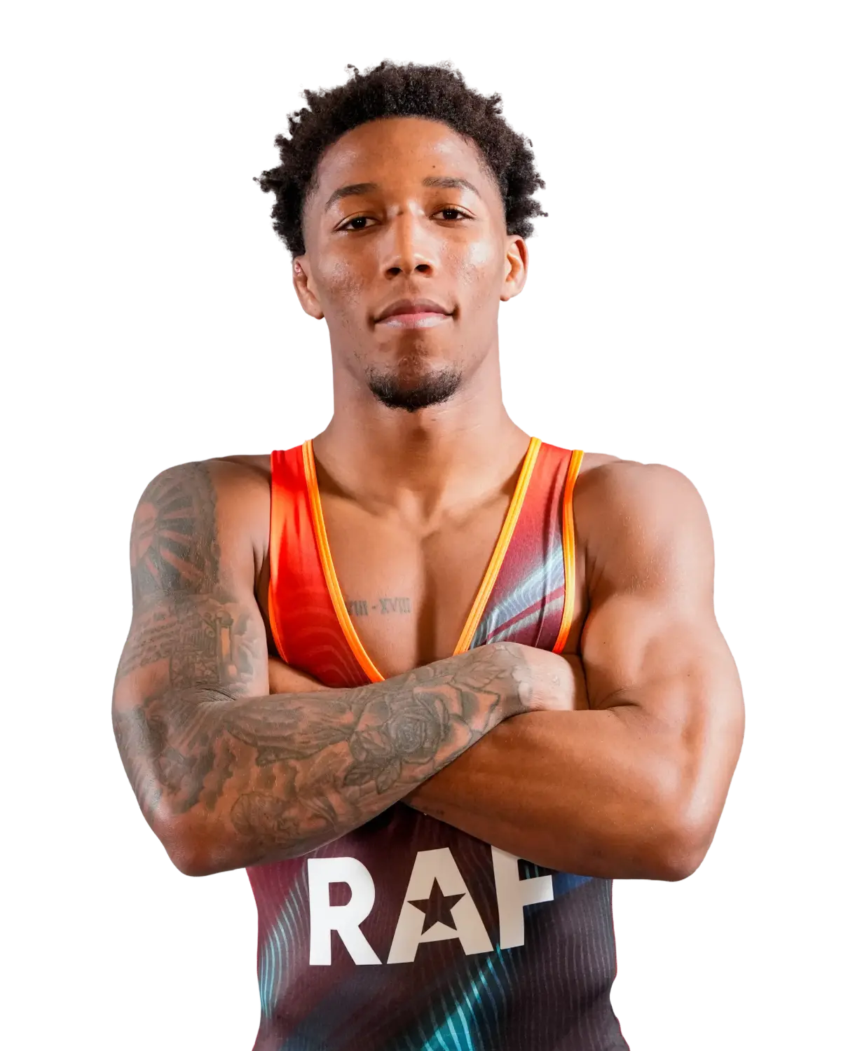 Upper-body portrait of David Carr, RAF athlete.