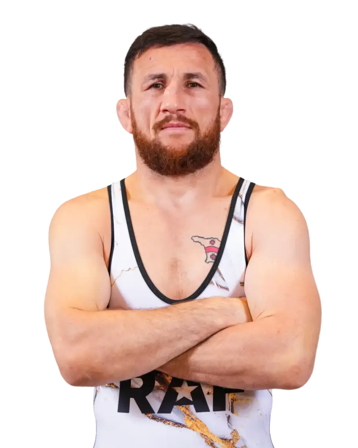 Upper-body portrait of Merab Dvalishvili, RAF athlete.