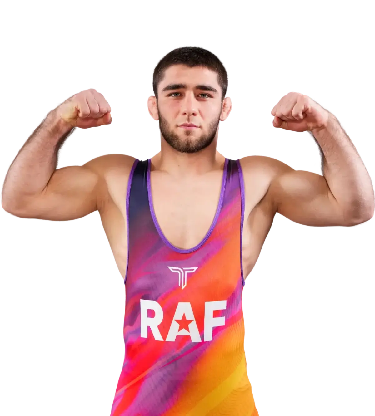 Upper-body portrait of Khidir Saipudinov, RAF athlete.