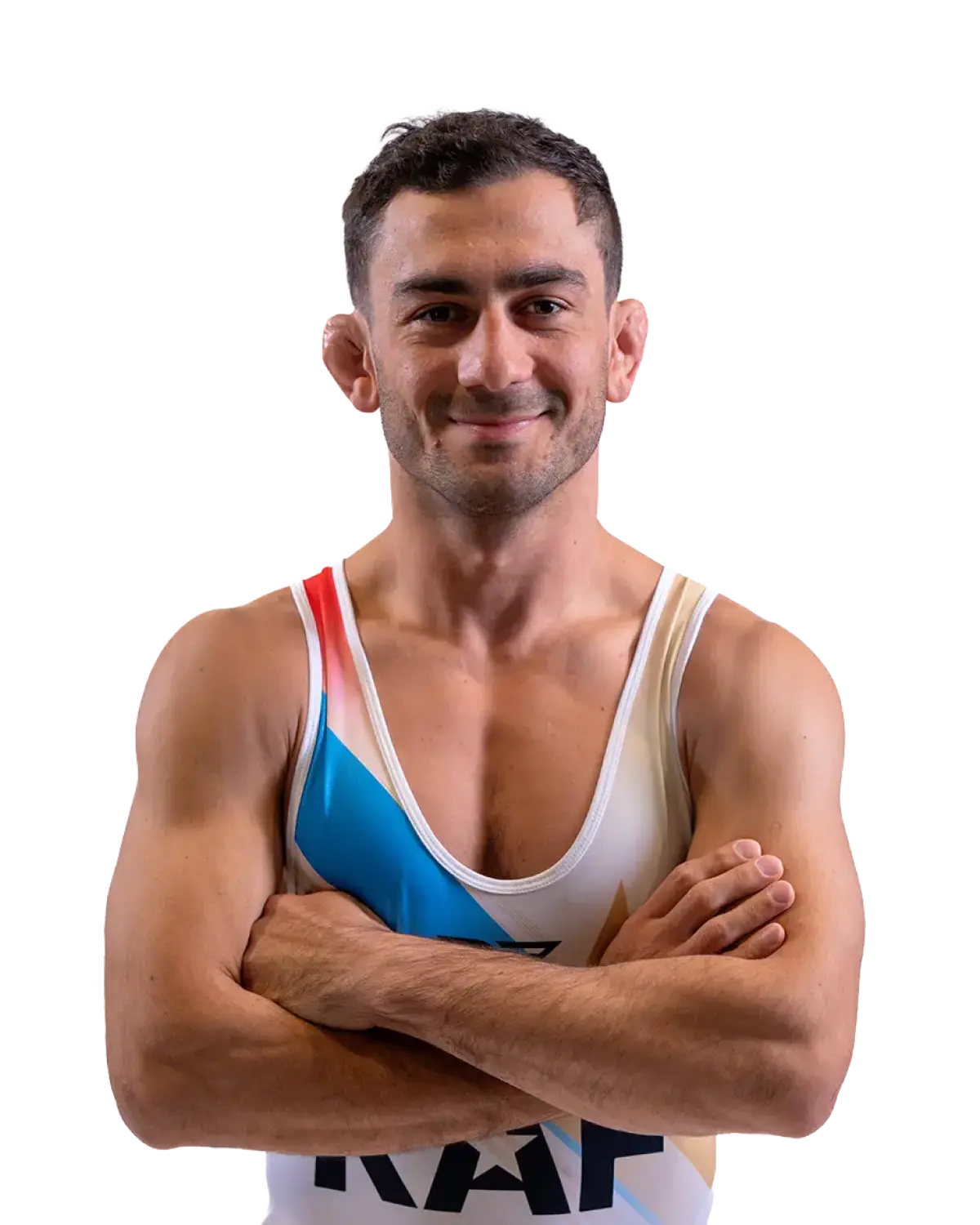 Upper-body portrait of Tajmuraz Salkazanov, RAF athlete.