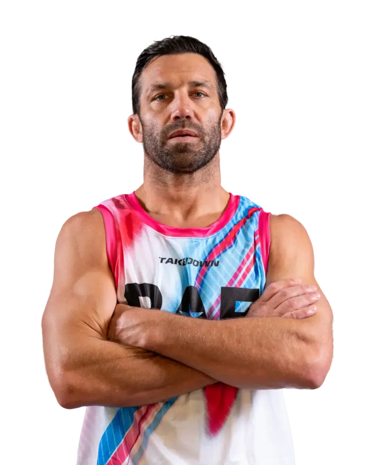Upper-body portrait of Luke Rockhold, RAF athlete.