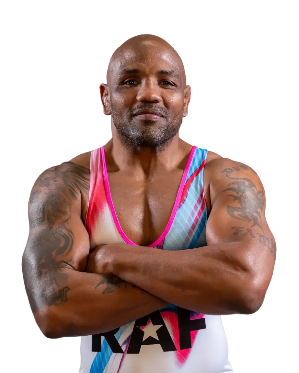 Upper-body portrait of Yoel Romero, RAF athlete.