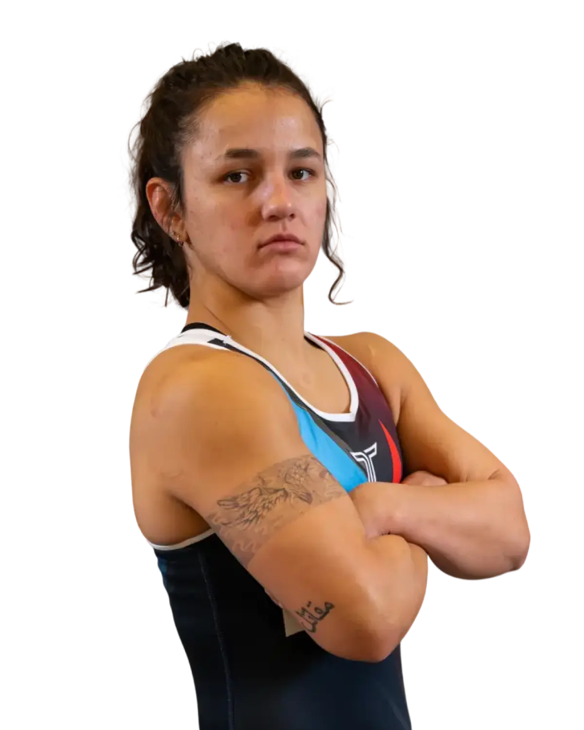 Upper-body portrait of Bella Mir, RAF athlete.