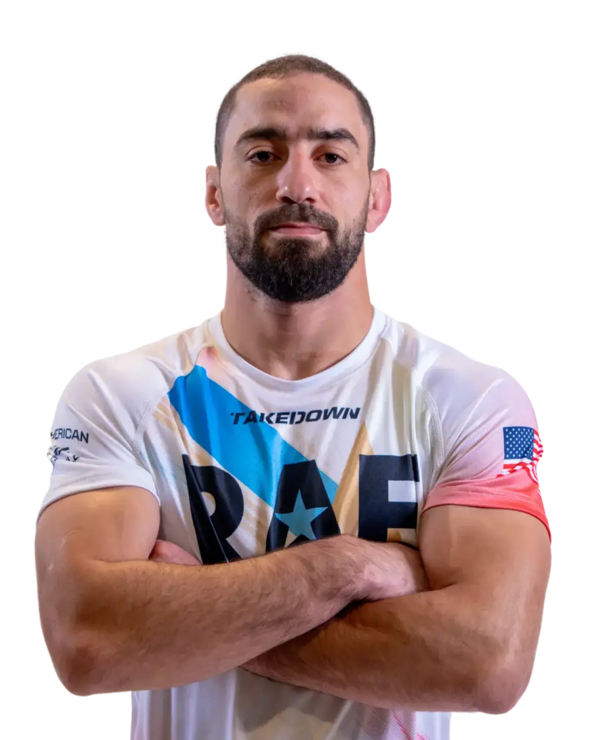 Upper-body portrait of Amr Reda, RAF athlete.