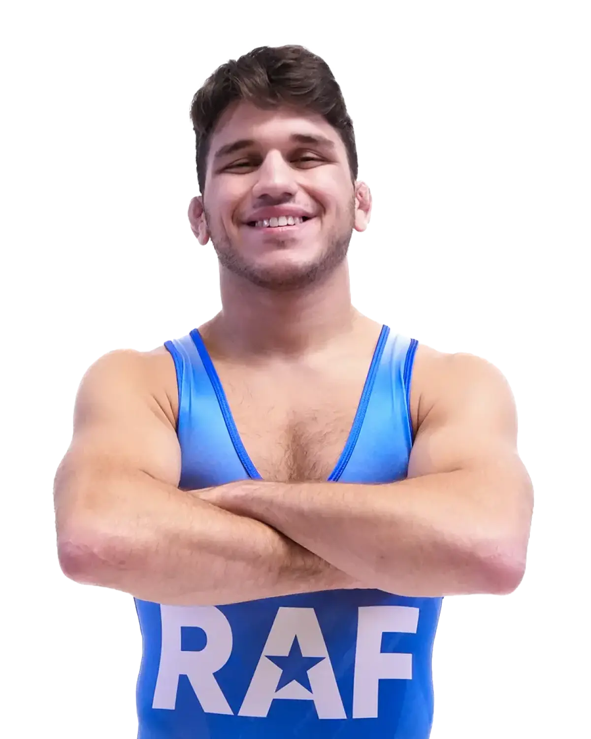 Upper-body portrait of Yianni Diakomihalis, RAF athlete.