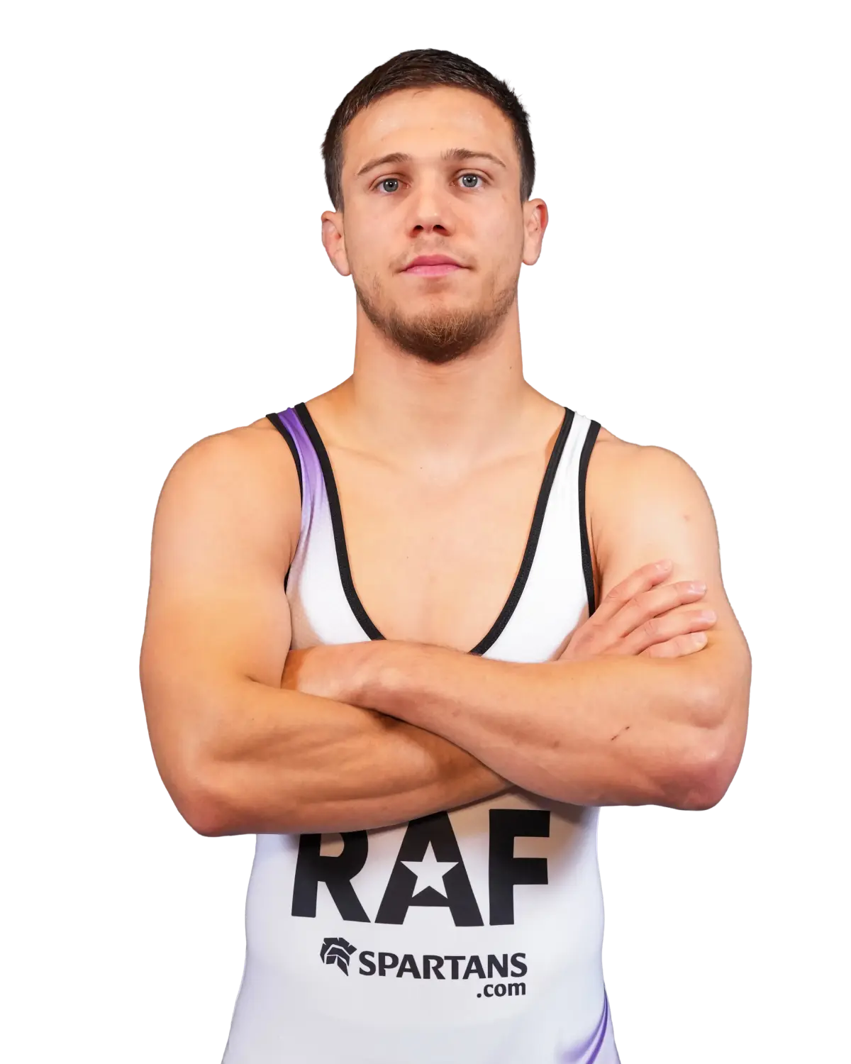 Upper-body portrait of Georgios Kougioumtsidis, RAF athlete.