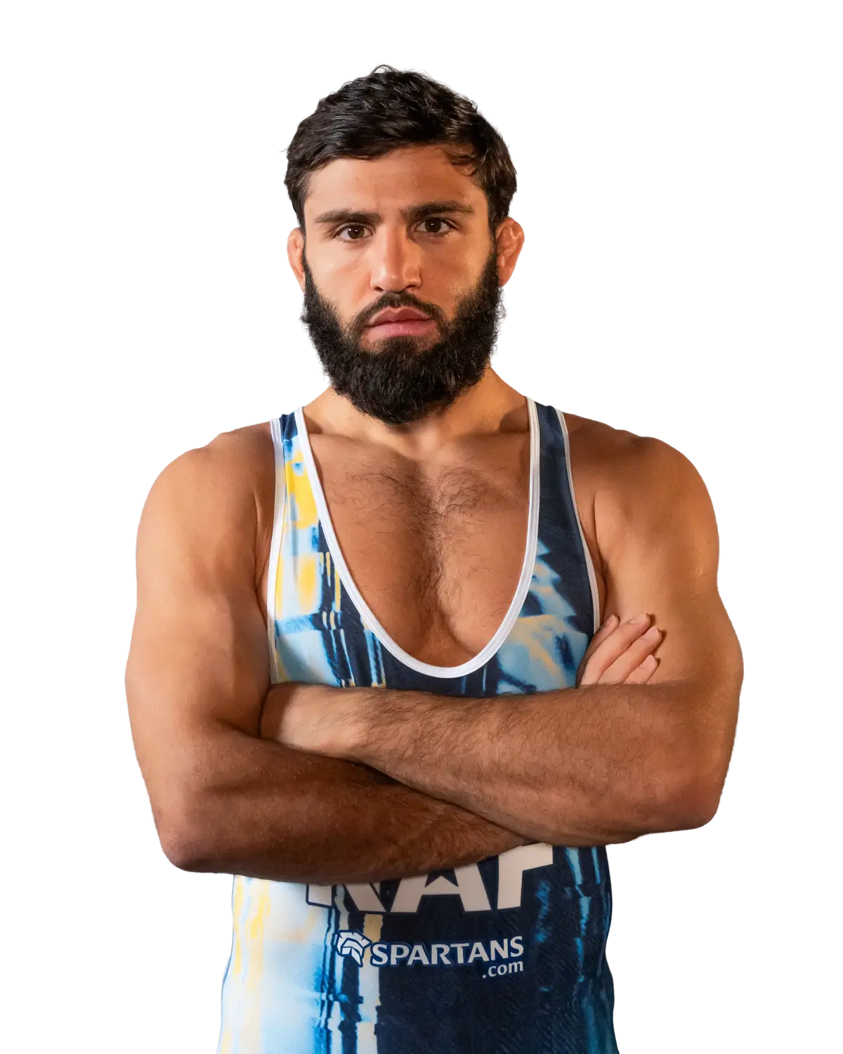 Upper-body portrait of Arman Tsarukyan, RAF athlete.