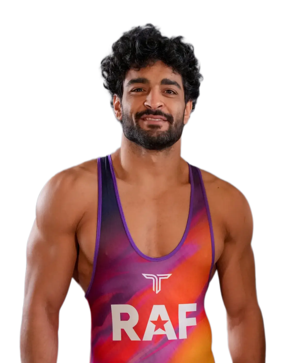 Upper-body portrait of Mahmoud Sebie, RAF athlete.