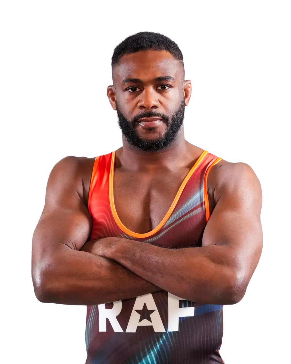 Upper-body portrait of Aljamain Sterling, RAF athlete.