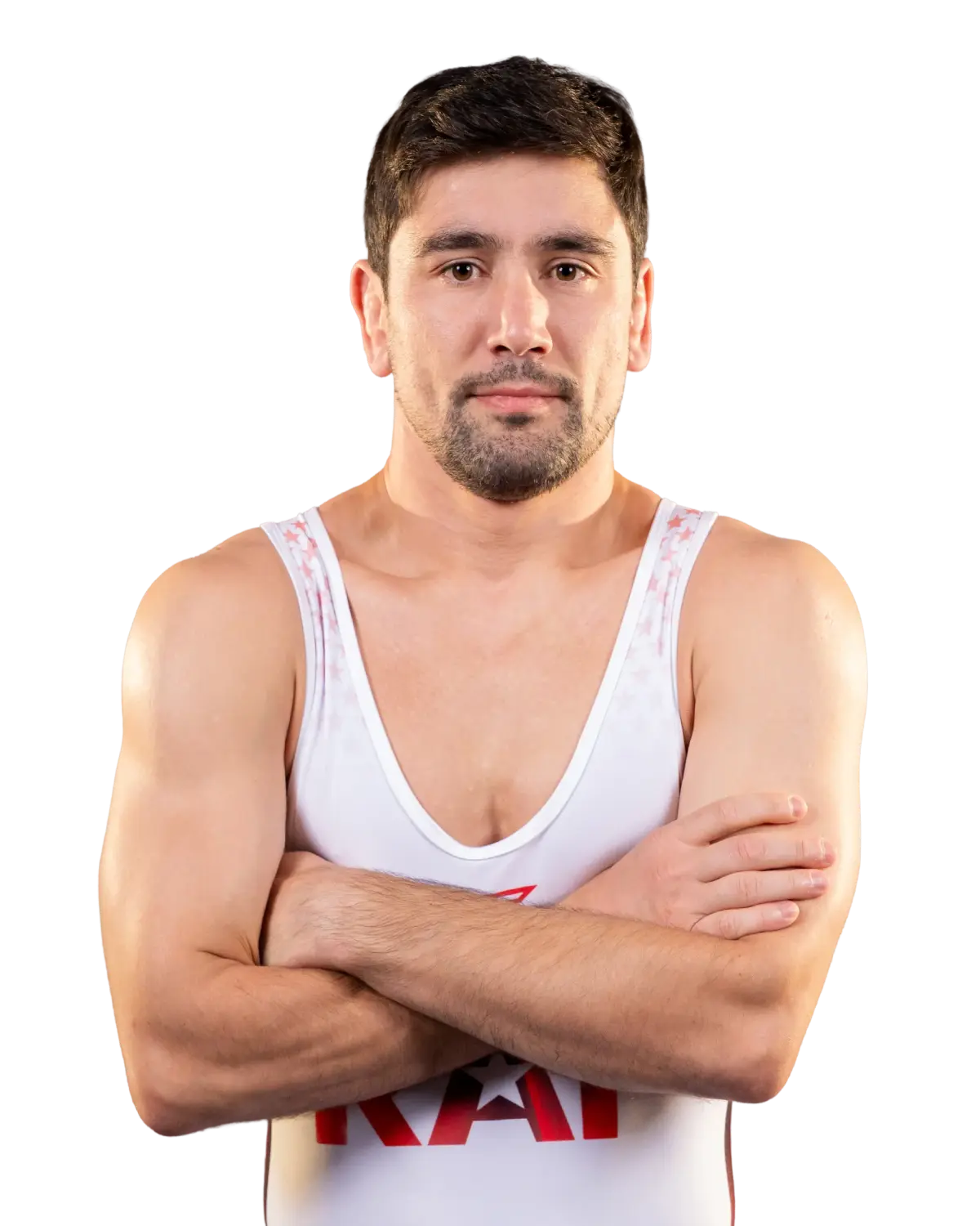Upper-body portrait of Vladimer Khinchegashvili, RAF athlete.