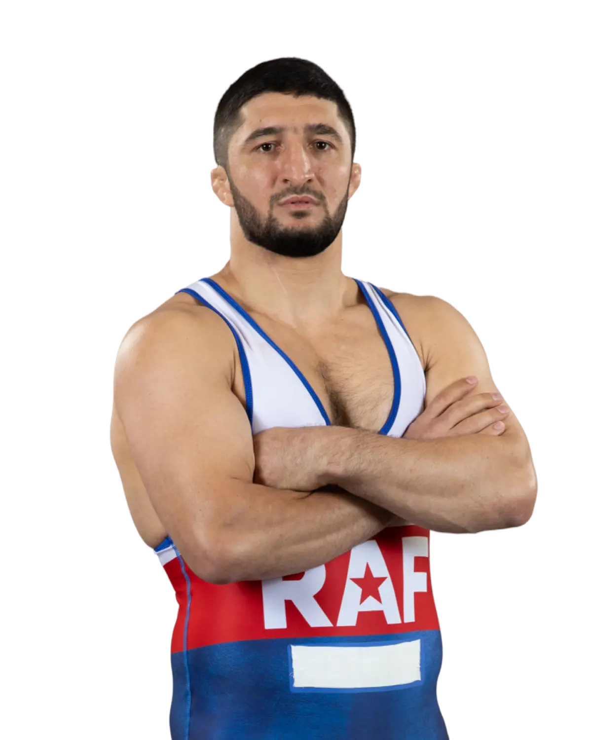 Upper-body portrait of Abdulrashid Sadulaev, RAF athlete.