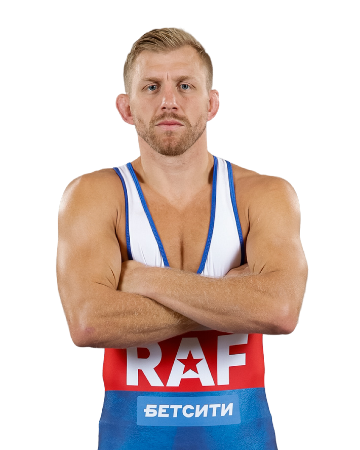 Upper-body portrait of Kyle Dake, RAF athlete.