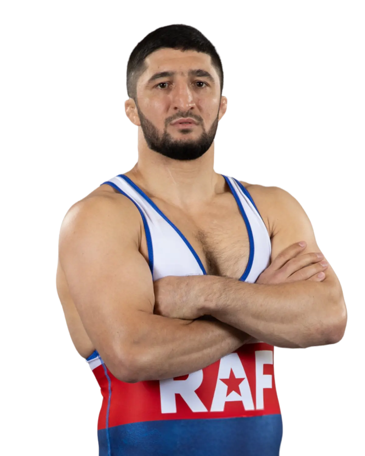 Upper-body portrait of Abdulrashid Sadulaev, RAF athlete.