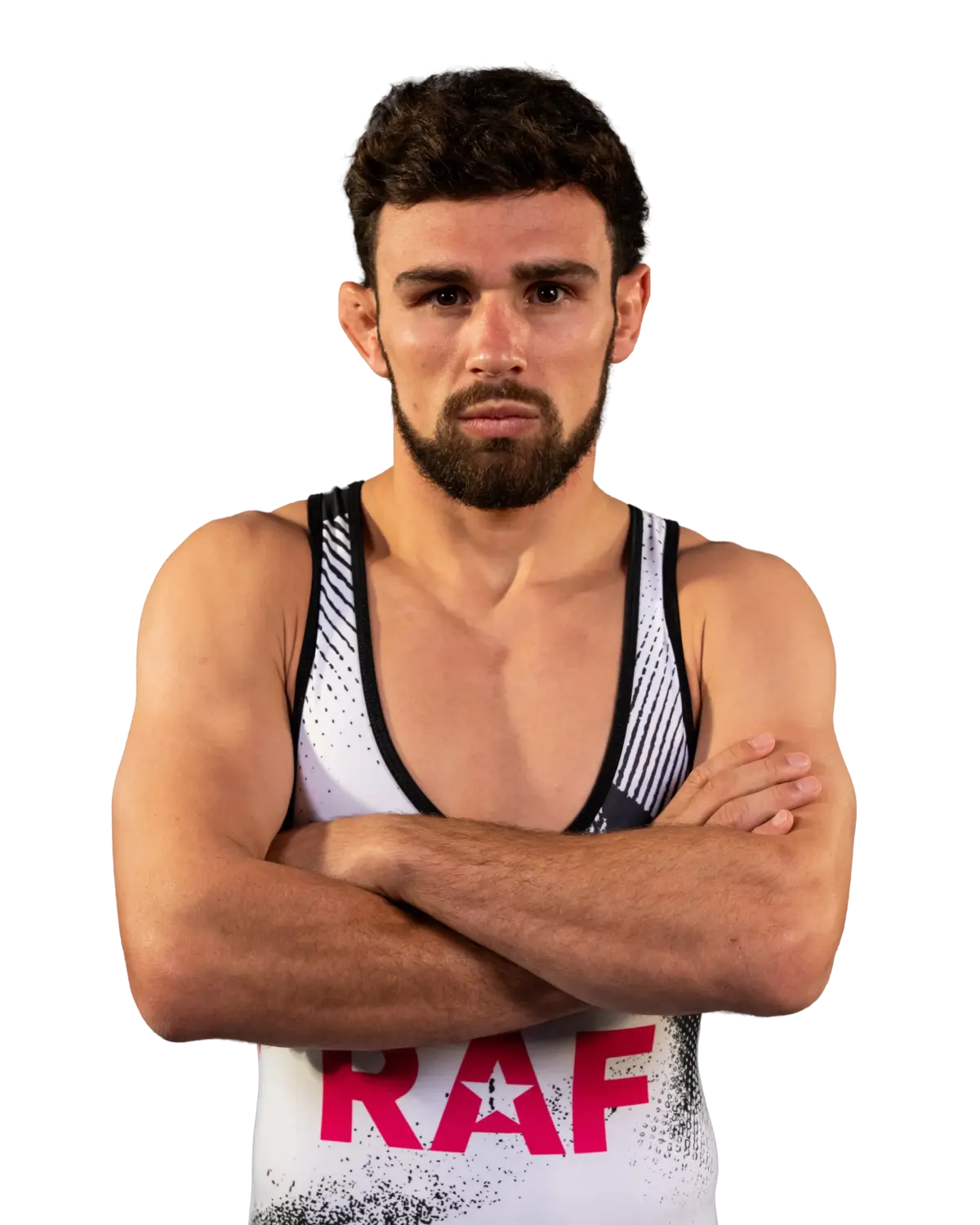 Upper-body portrait of Arsen Harutyunyan, RAF athlete.