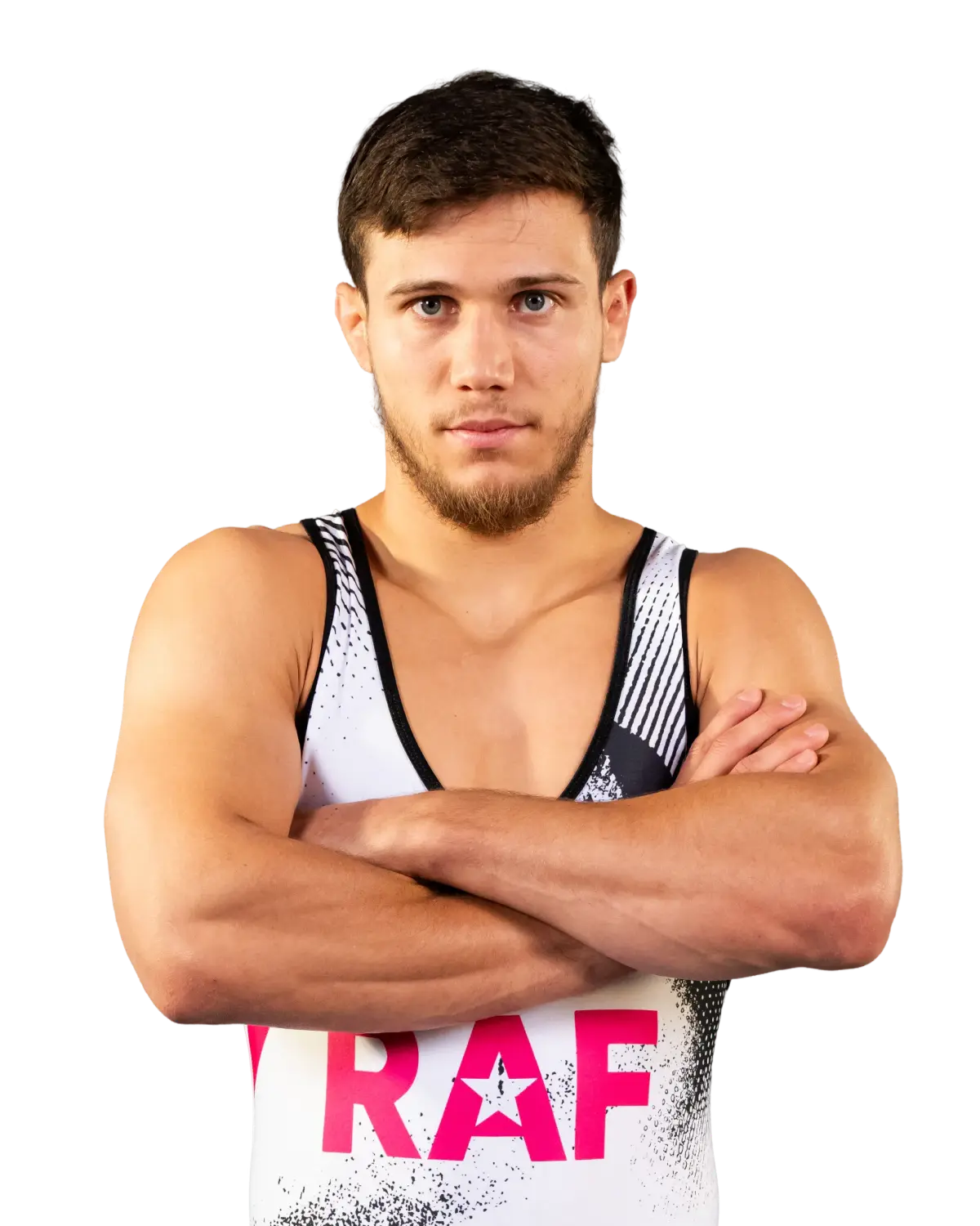 Upper-body portrait of Georgios Kougioumtsidis, RAF athlete.