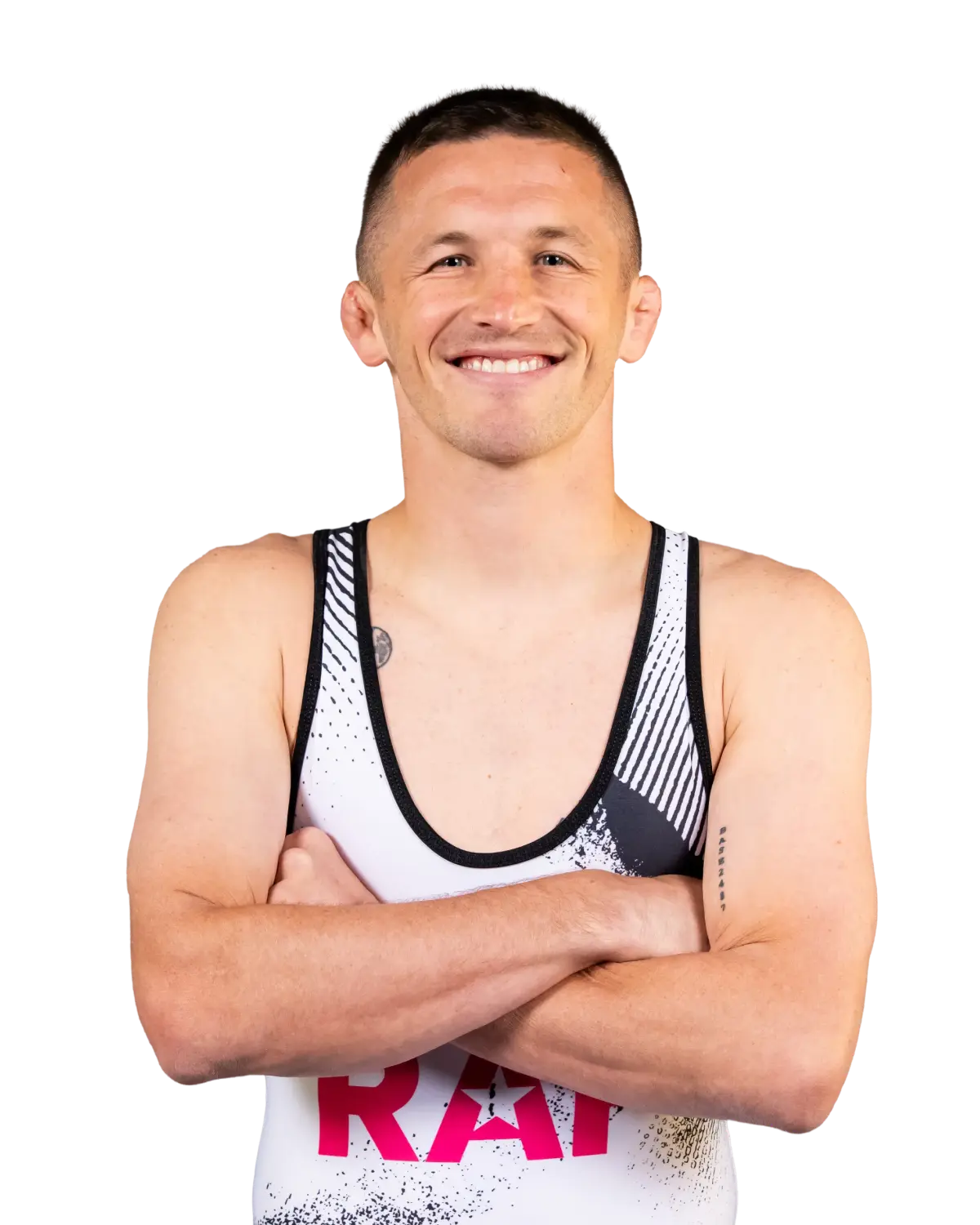 Upper-body portrait of Johnni DiJulius, RAF athlete.
