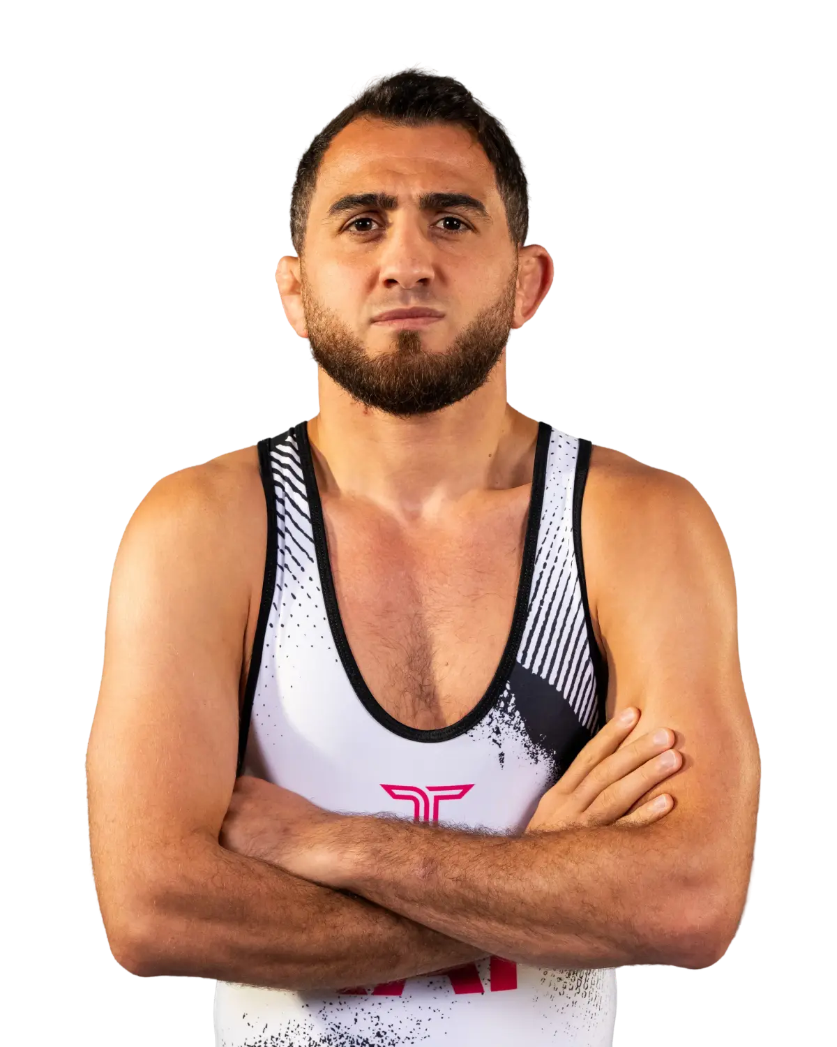 Upper-body portrait of Haji Aliyev, RAF athlete.