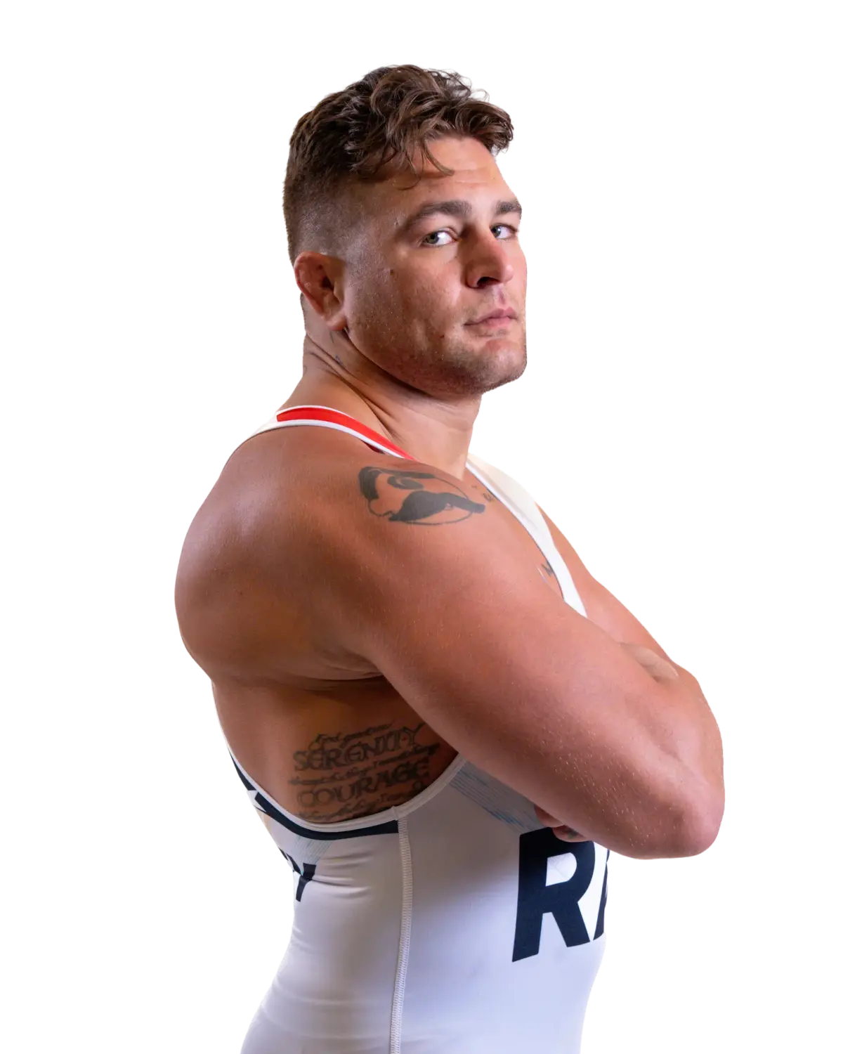 Upper-body portrait of Pat Downey, RAF athlete.