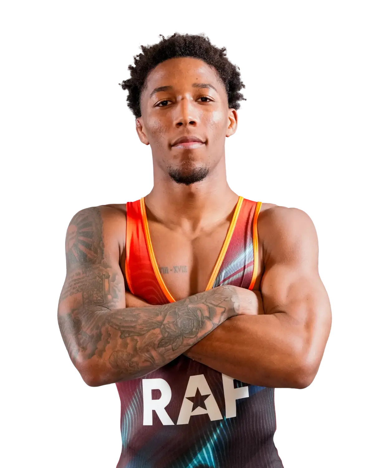 Upper-body portrait of David Carr, RAF athlete.