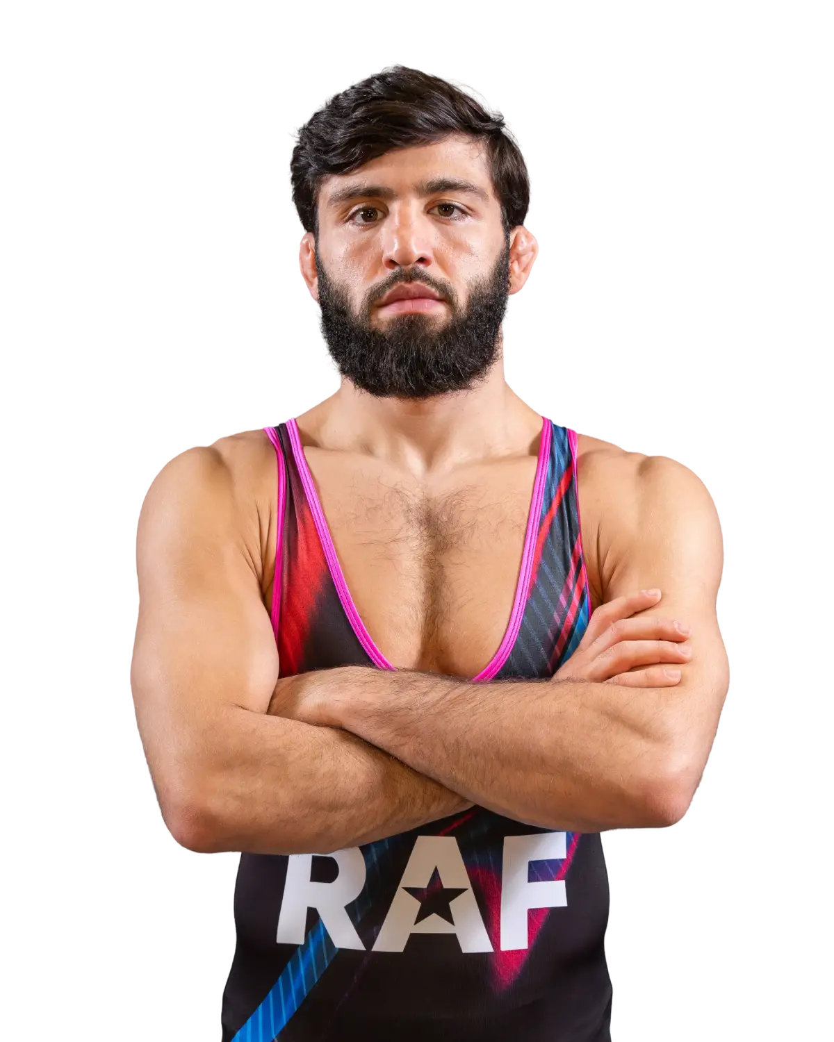 Upper-body portrait of Arman Tsarukyan, RAF athlete.