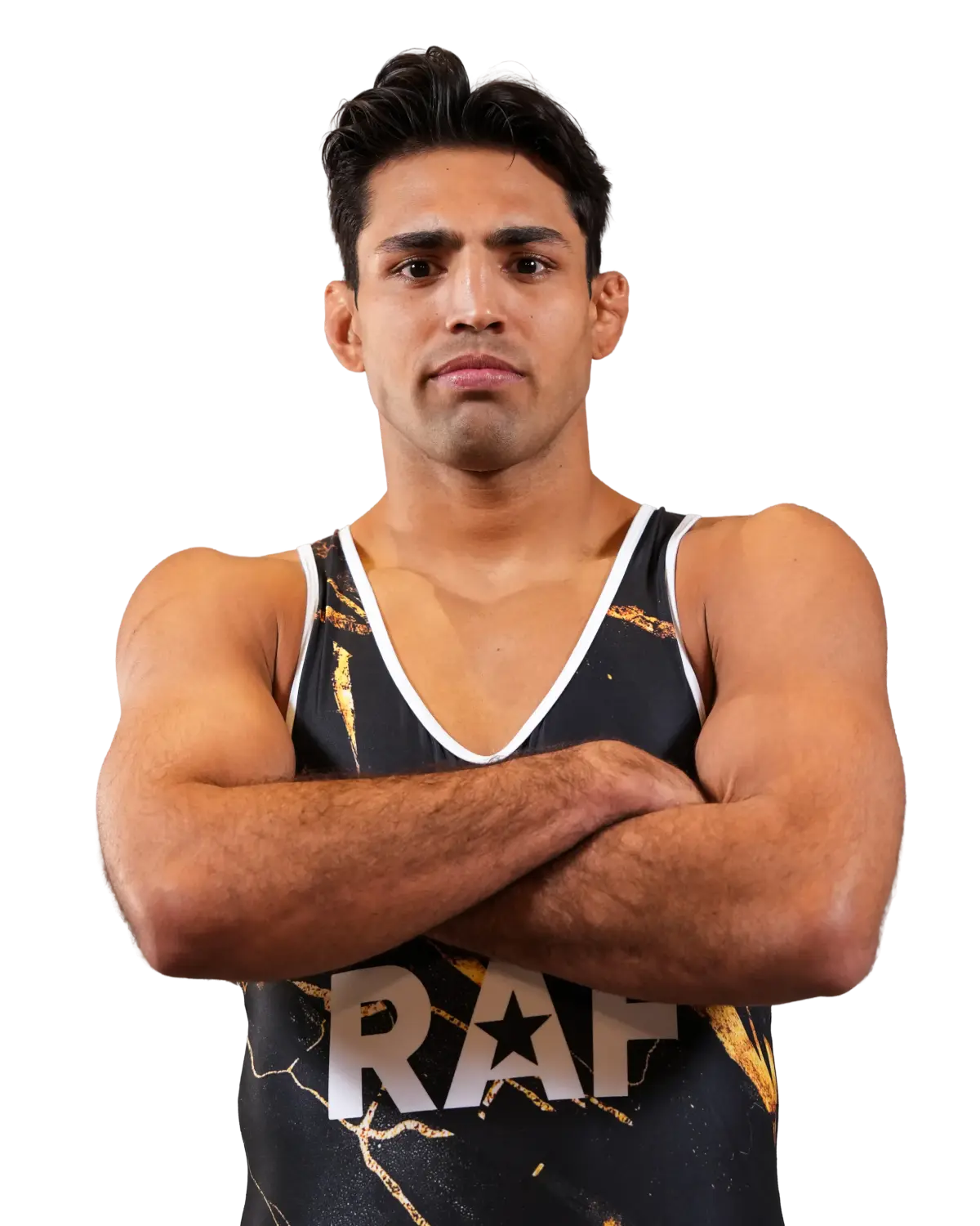 Upper-body portrait of Zahid Valencia, RAF athlete.