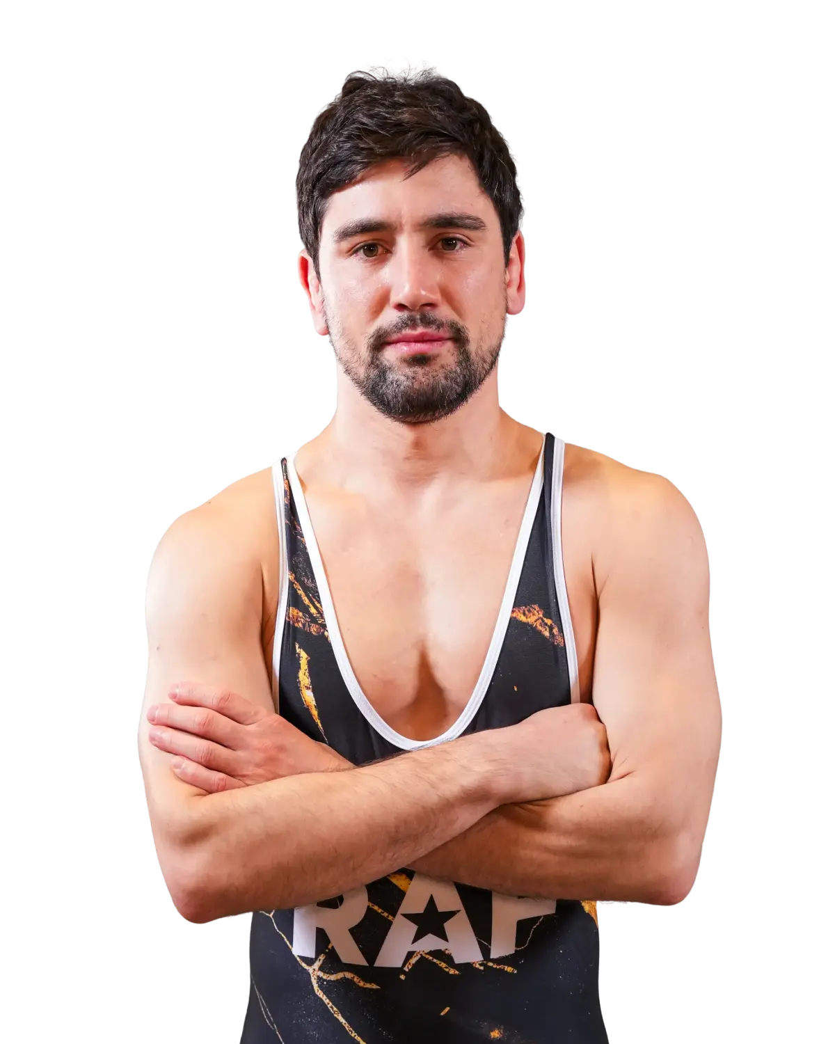 Upper-body portrait of Vladimer Khinchegashvili, RAF athlete.