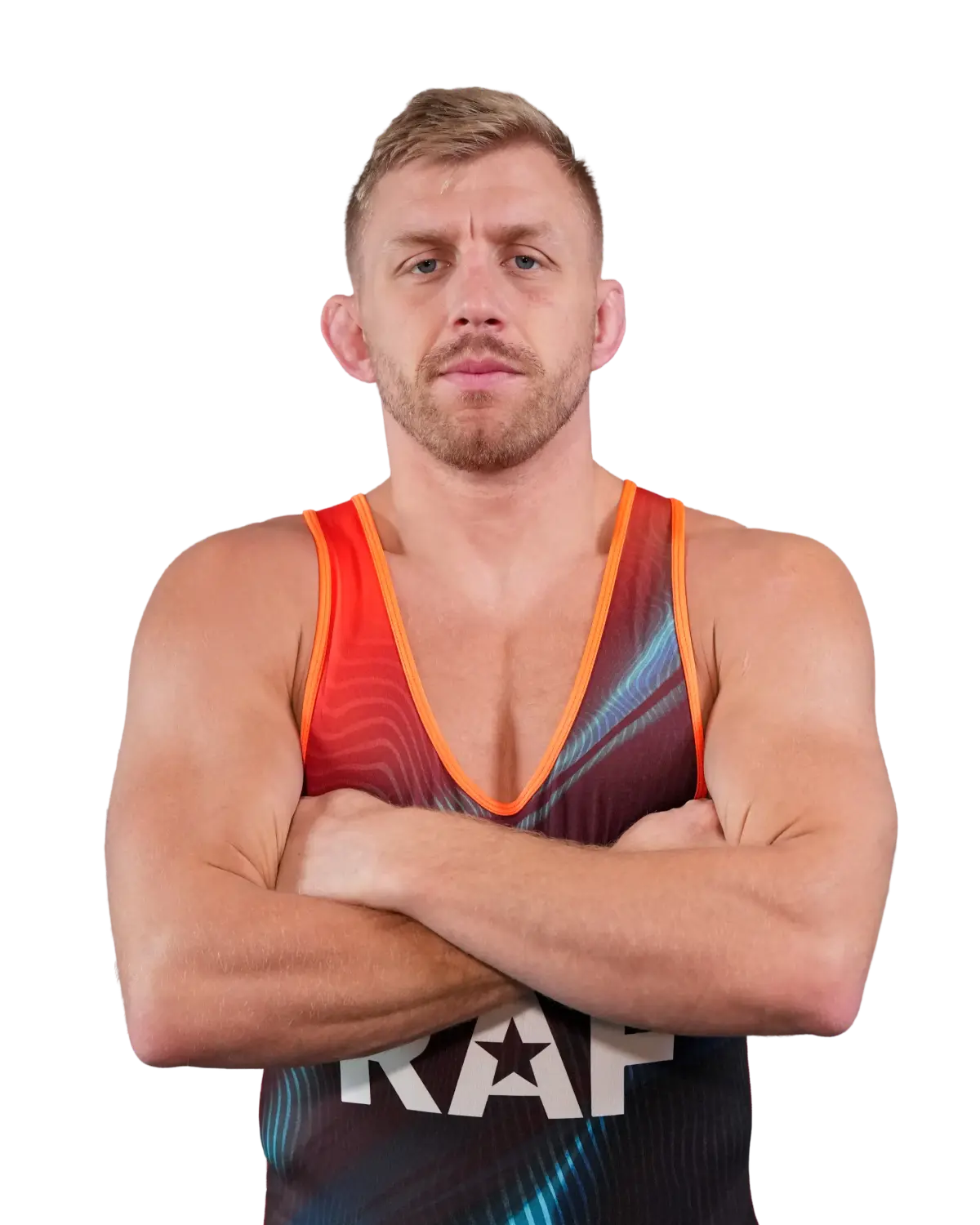 Upper-body portrait of Kyle Dake, RAF athlete.