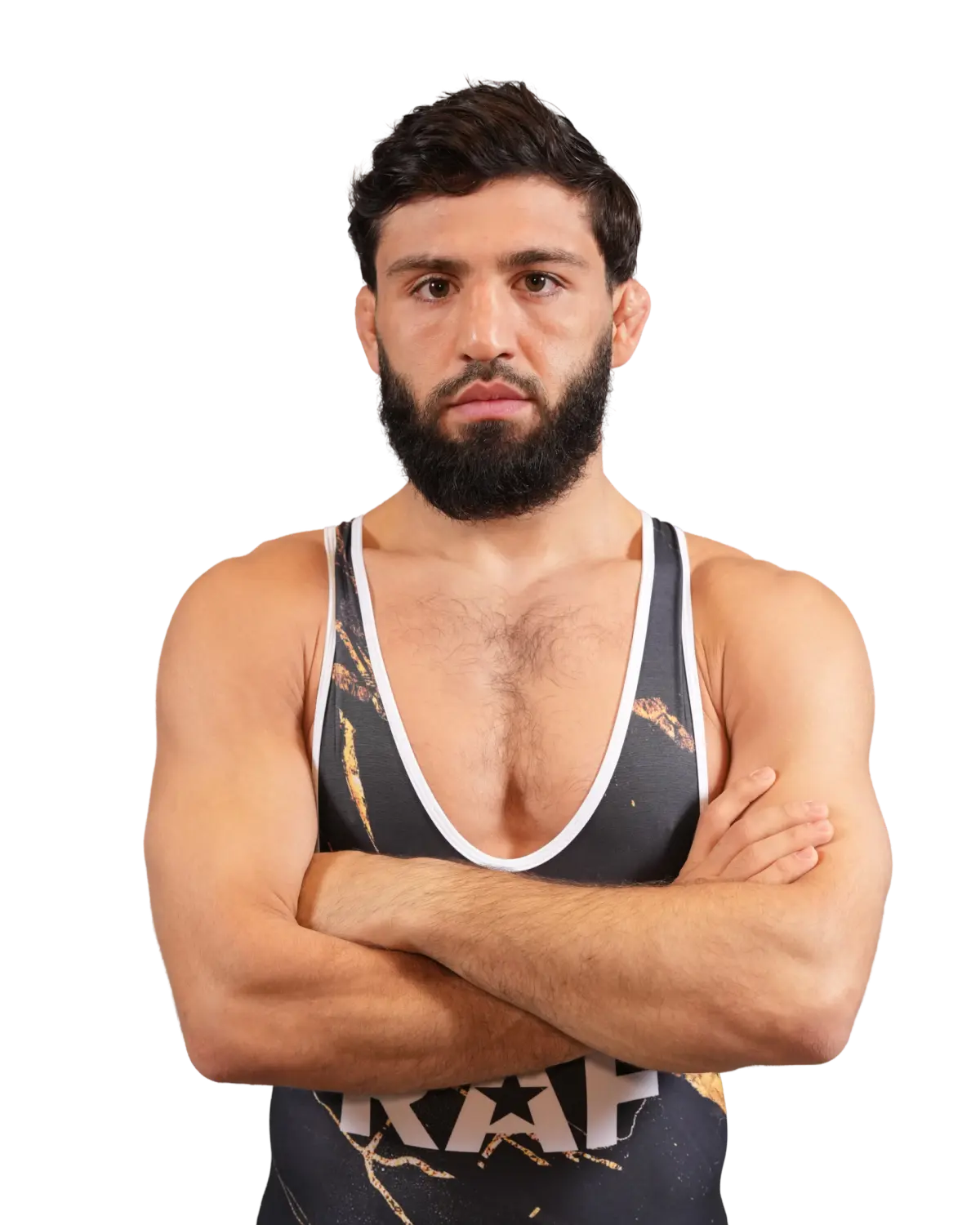 Upper-body portrait of Arman Tsarukyan, RAF athlete.