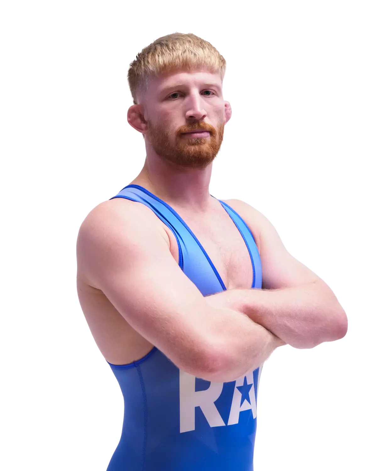 Upper-body portrait of Bo Nickal, RAF athlete.