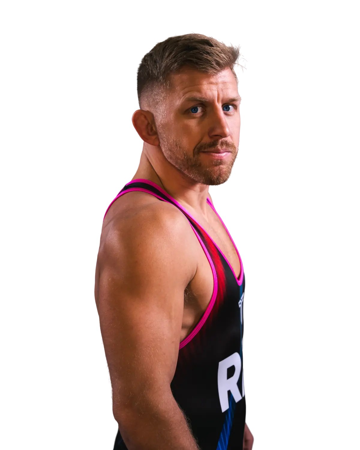 Upper-body portrait of Kyle Dake, RAF athlete.