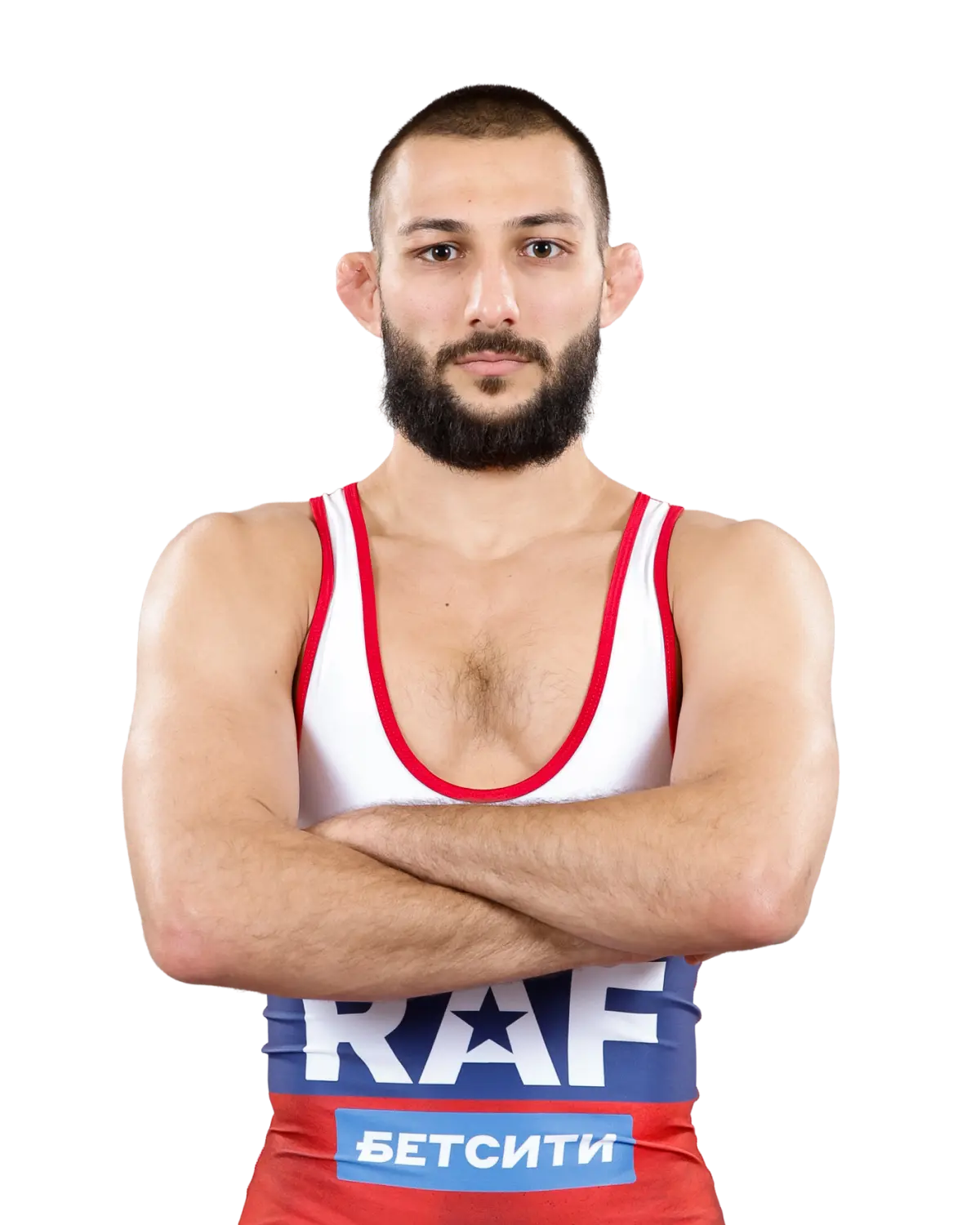 Upper-body portrait of Vito Arujau, RAF athlete.
