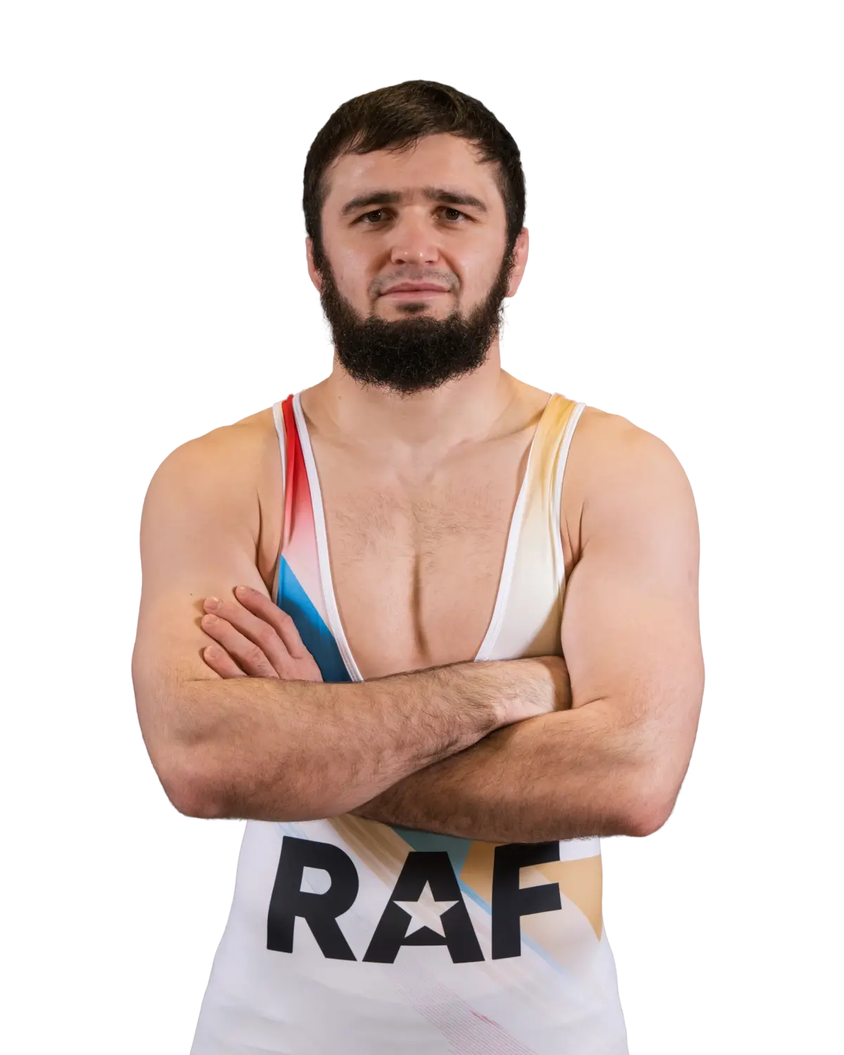 Upper-body portrait of Kadik, RAF athlete.