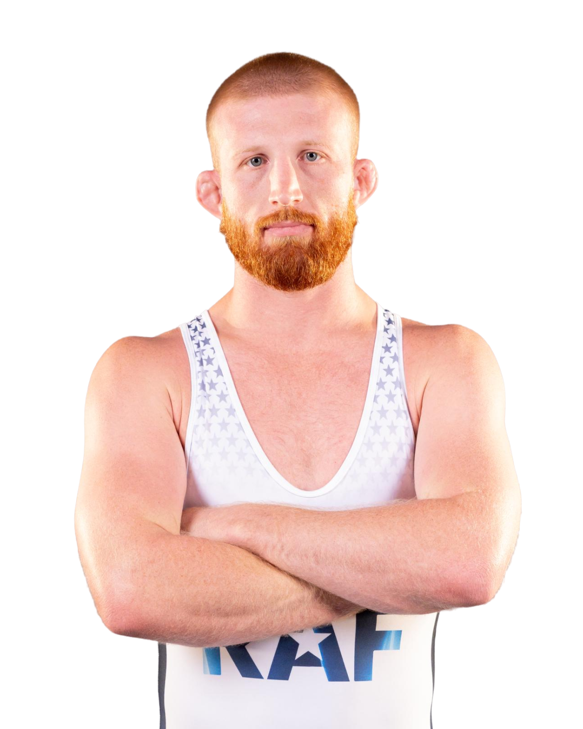 Upper-body portrait of Bo Nickal, RAF athlete.