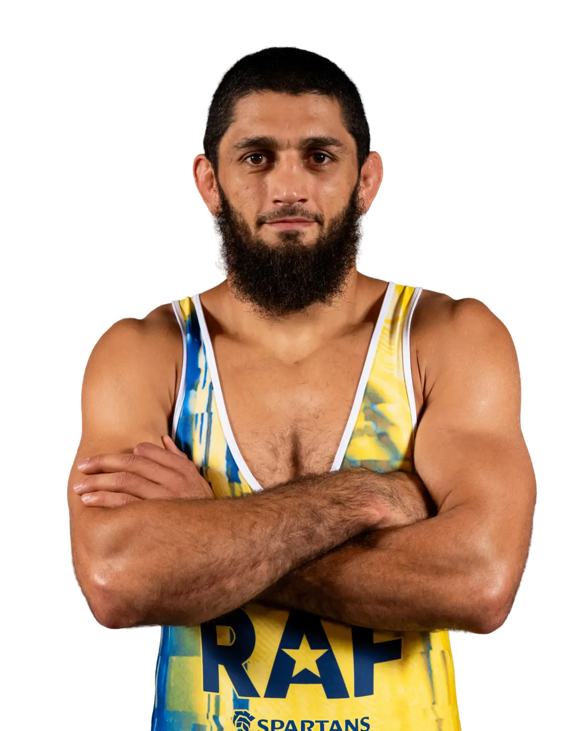Upper-body portrait of Magomedkhan Magomedov, RAF athlete.