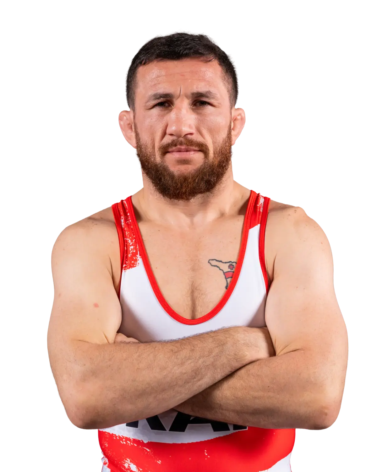 Upper-body portrait of Merab Dvalishvili, RAF athlete.