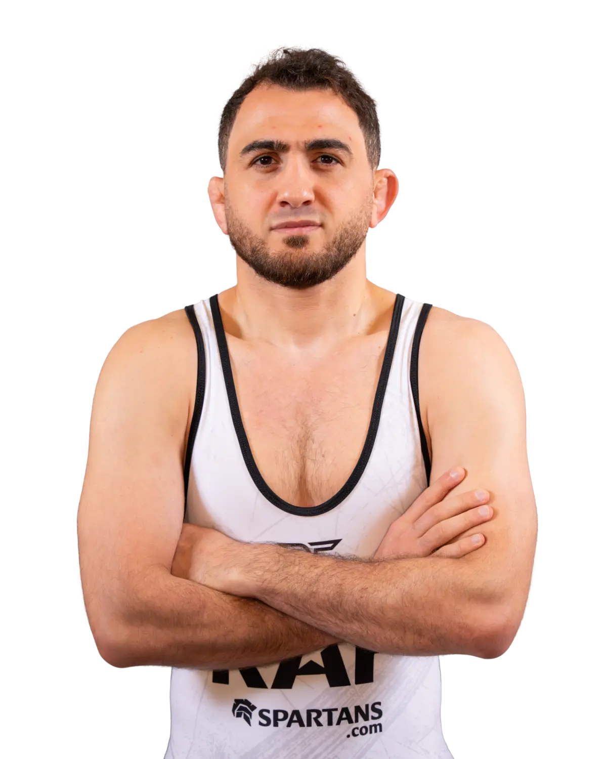 Upper-body portrait of Haji Aliyev, RAF athlete.
