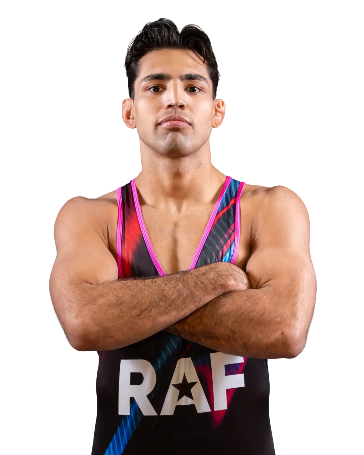 Upper-body portrait of Zahid Valencia, RAF athlete.