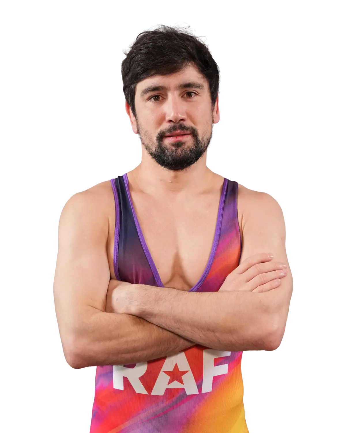 Upper-body portrait of Vladimer Khinchegashvili, RAF athlete.