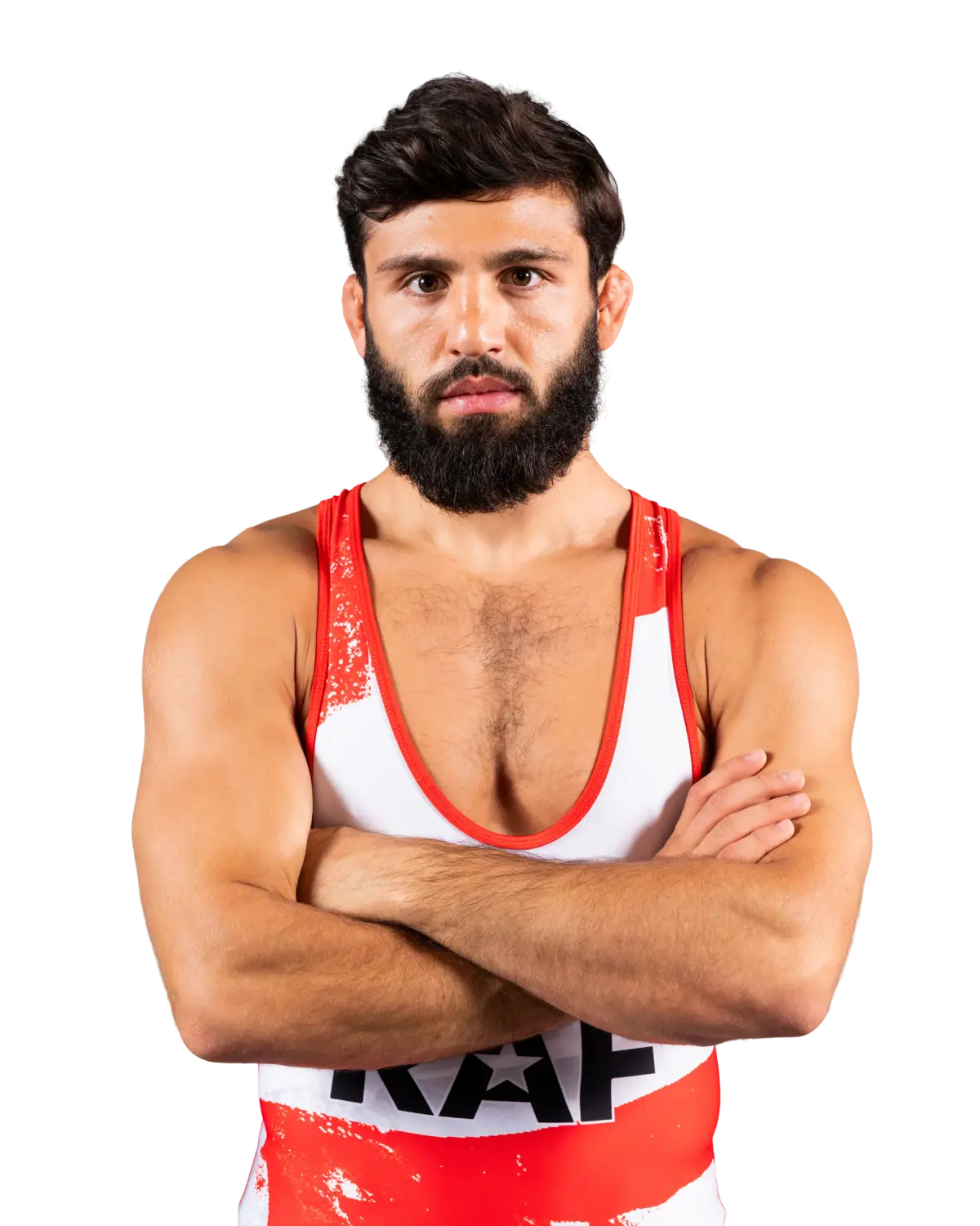 Upper-body portrait of Arman Tsarukyan, RAF athlete.