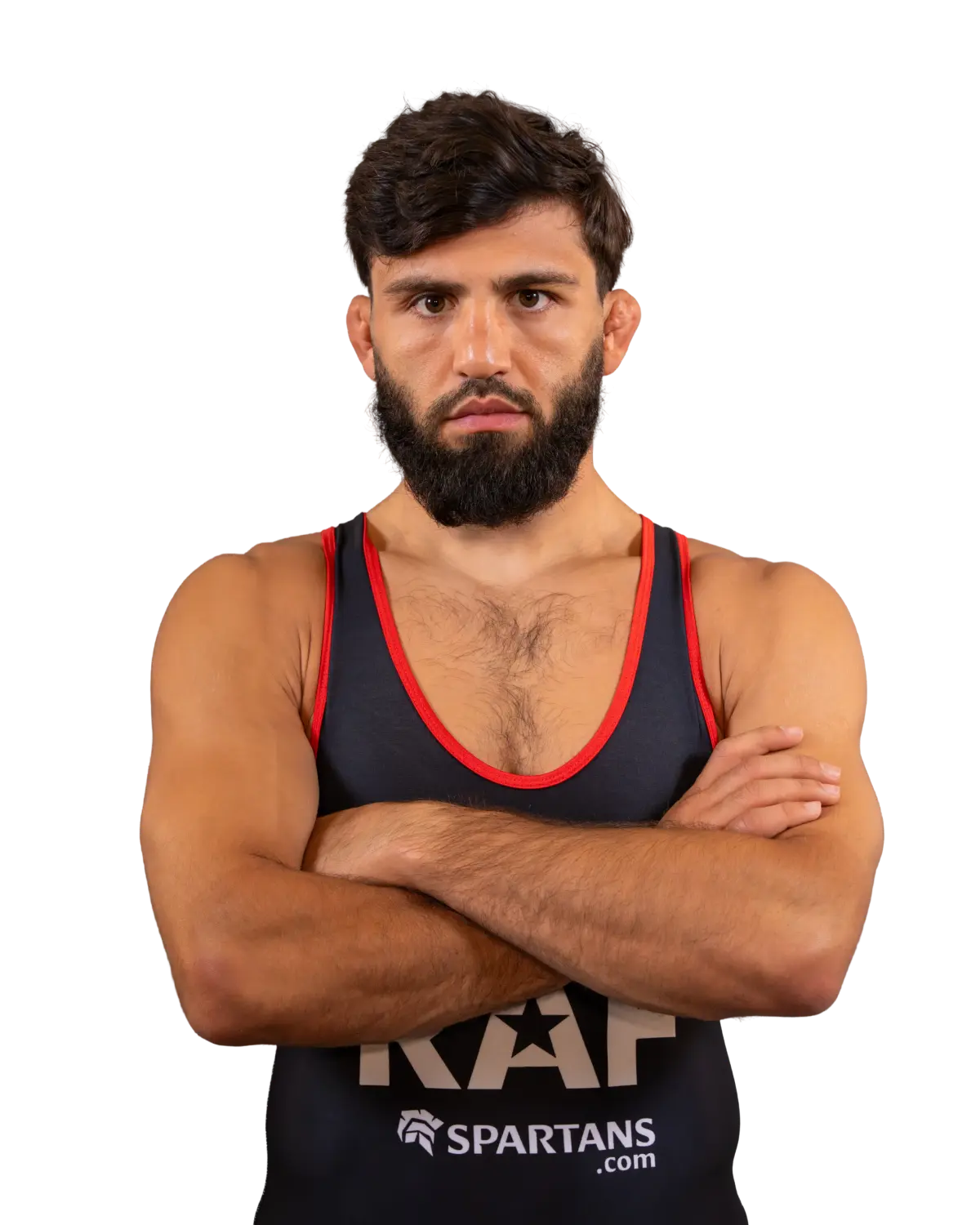 Upper-body portrait of Arman Tsarukyan, RAF athlete.