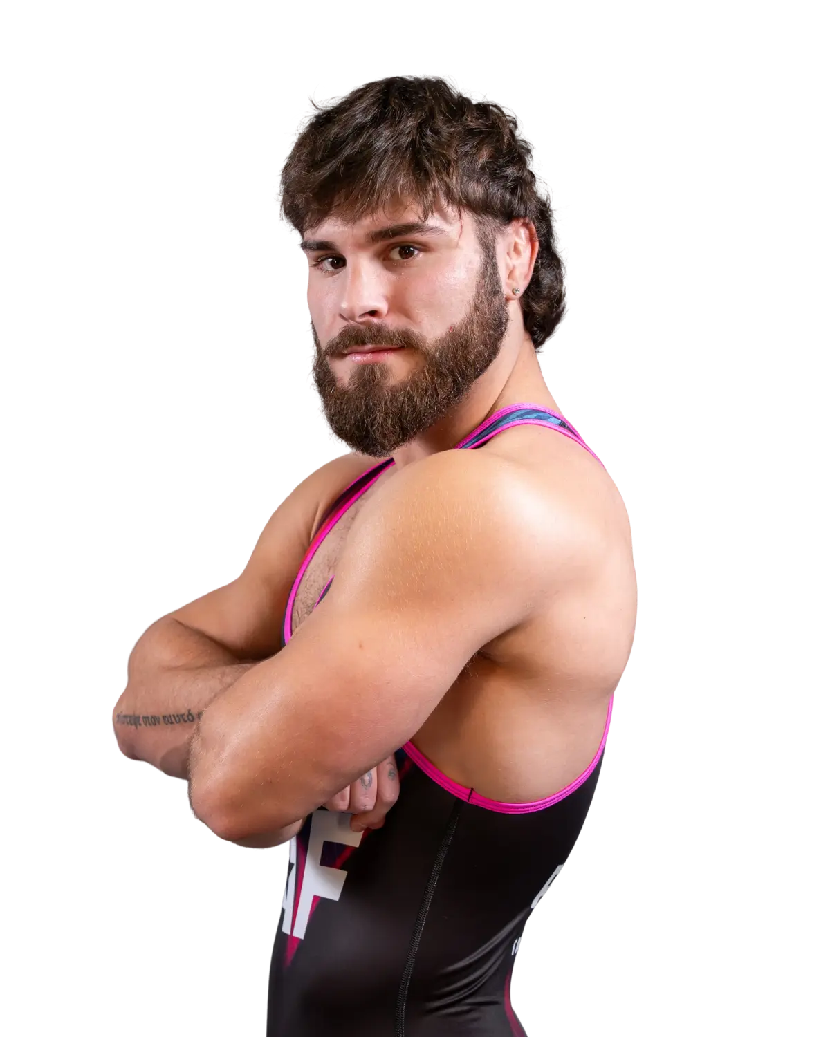 Upper-body portrait of Georgio Poullas, RAF athlete.