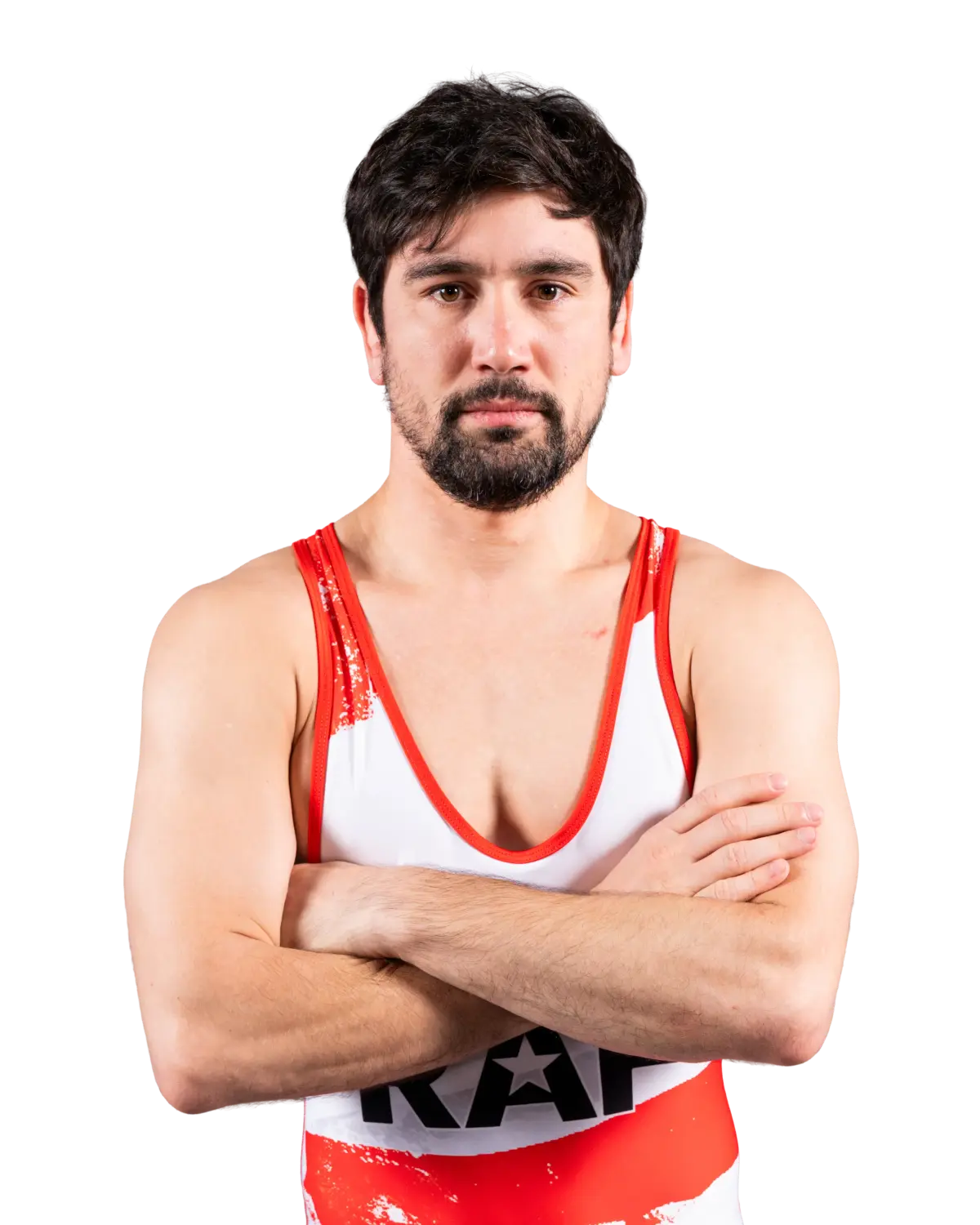 Upper-body portrait of Vladimer Khinchegashvili, RAF athlete.