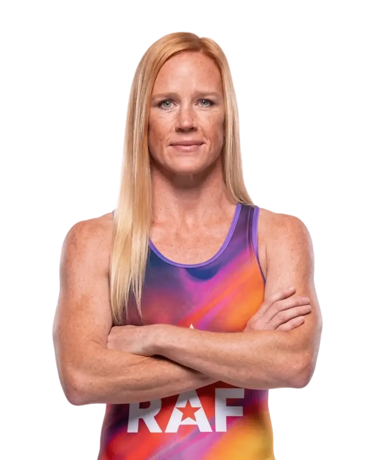Upper-body portrait of Holly Holm, RAF athlete.