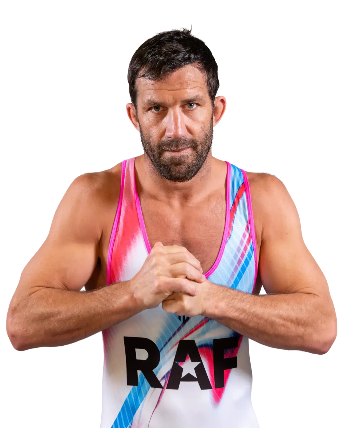Upper-body portrait of Luke Rockhold, RAF athlete.