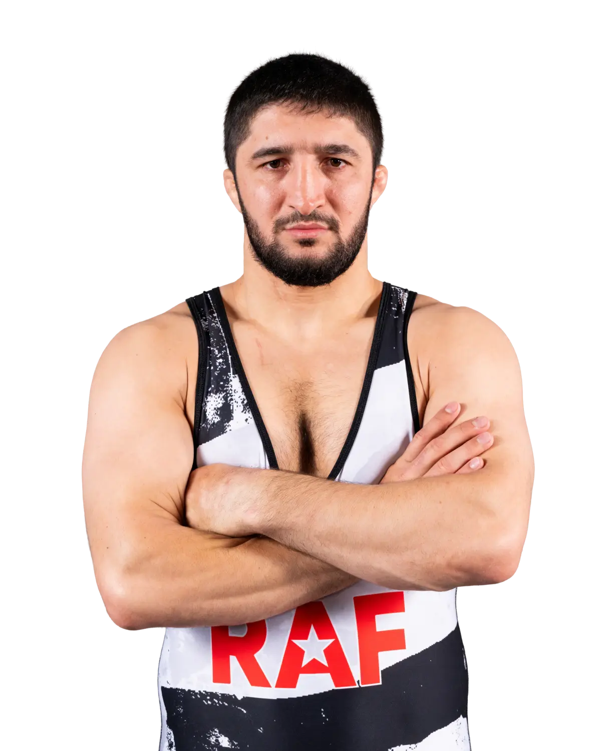 Upper-body portrait of Abdulrashid Sadulaev, RAF athlete.