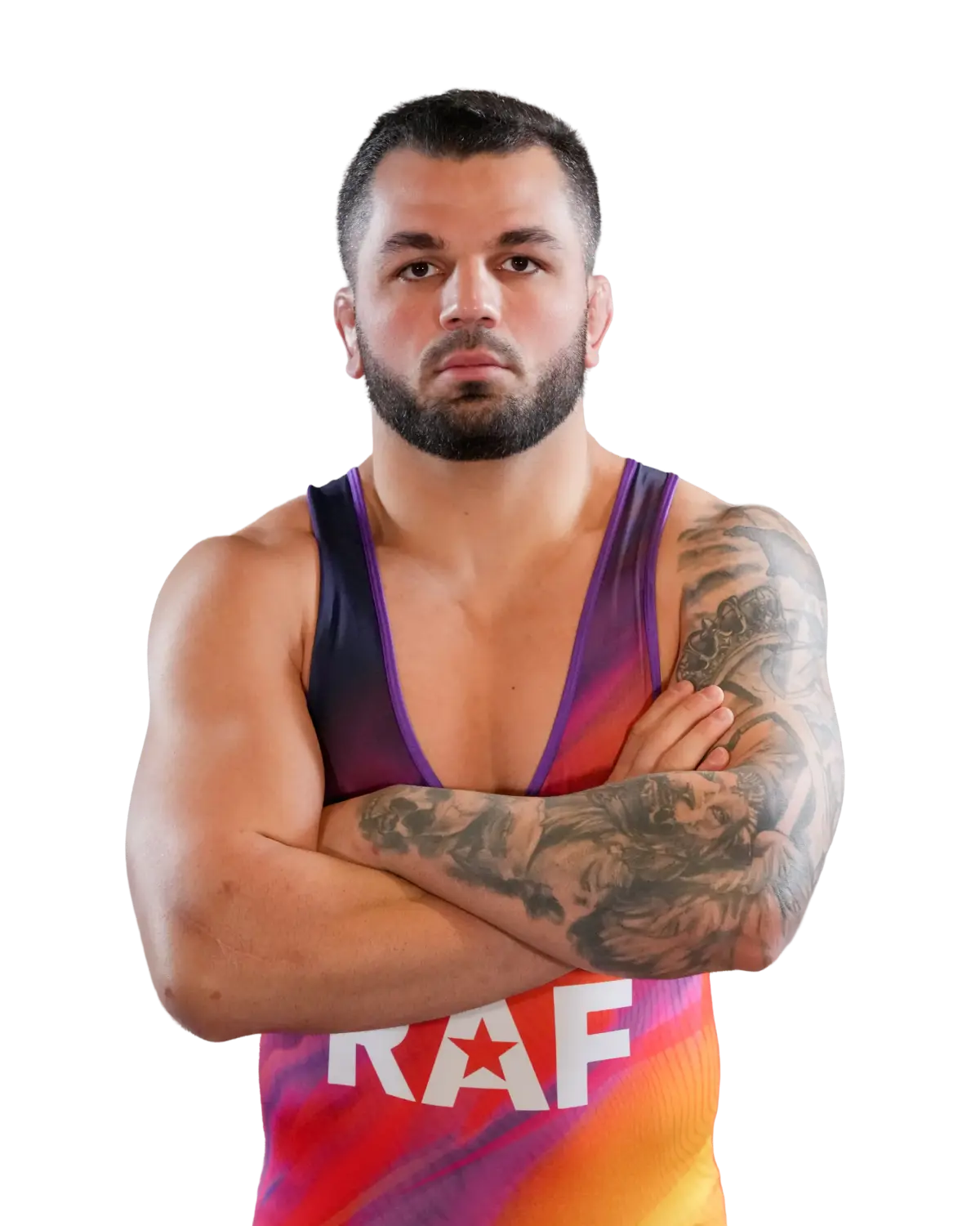 Upper-body portrait of Givi Matcharashvili, RAF athlete.