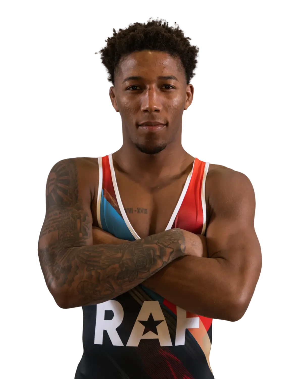 Upper-body portrait of David Carr, RAF athlete.