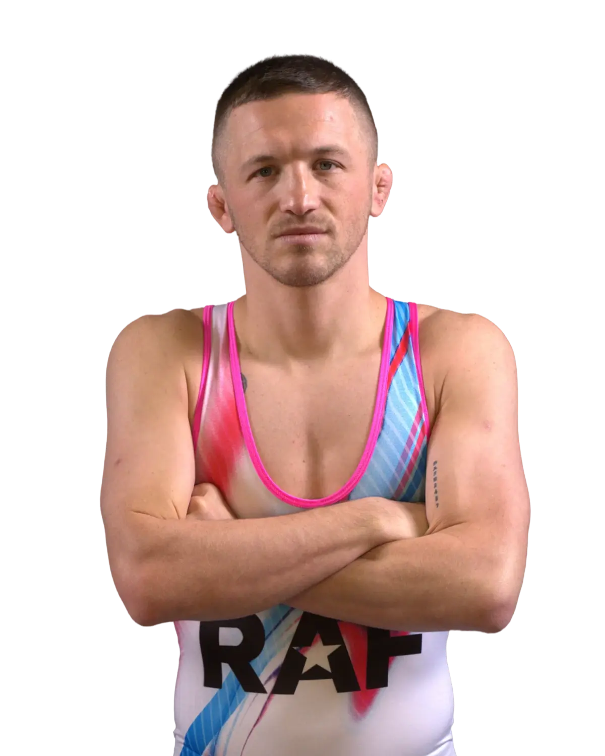 Upper-body portrait of Johnni DiJulius, RAF athlete.